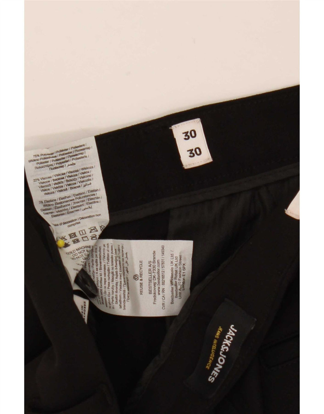 Jack & Jones Mens Marco Slim Chino Pantalones W30 L30 Poliéster Negro