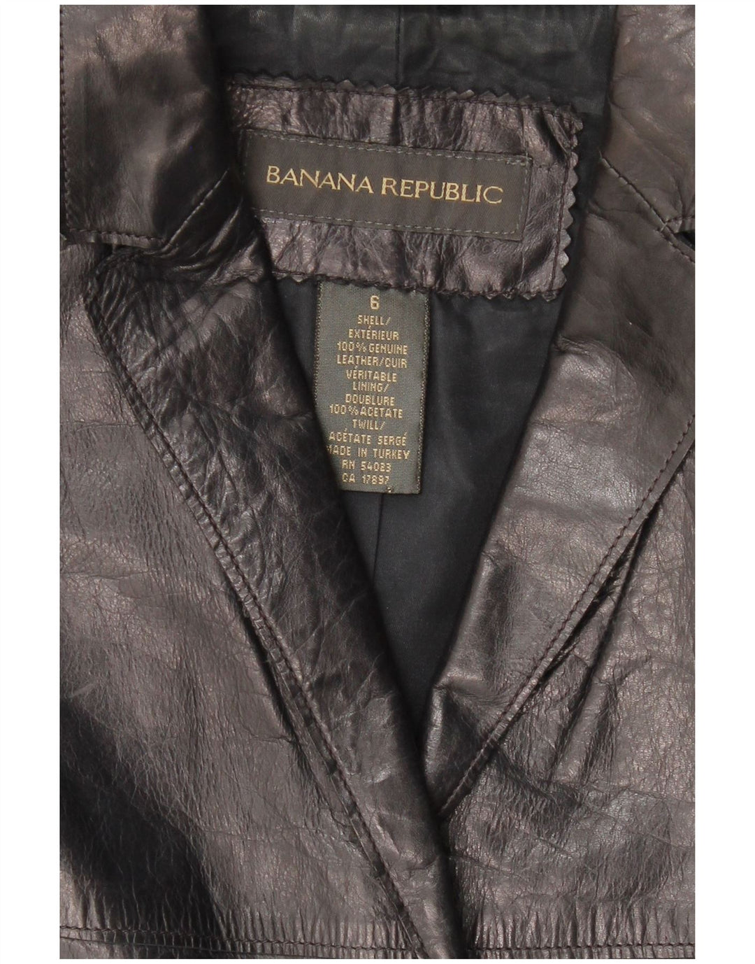 BANANA REPUBLIC Chaqueta Blazer de 2 Botones para Mujer US 6 Mediana de Cuero Negro