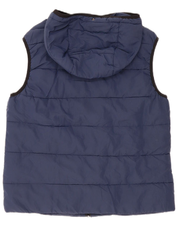 Zara Mens Chaleco acolchado con capucha UK 36 Small Poliéster azul marino