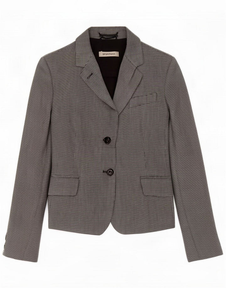 Chaqueta tipo blazer de 2 botones para mujer Sportmax UK 40 Small Grey Houndstooth Linen