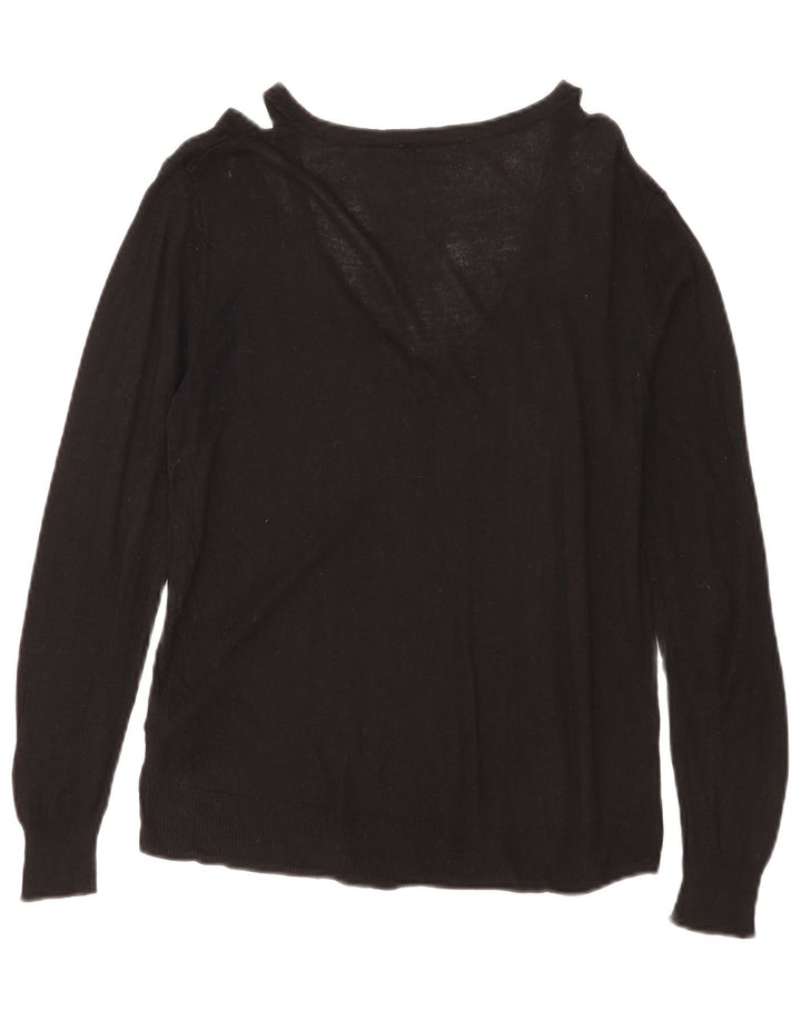 Zara - Jersey con cuello en V para mujer, talla 40, talla mediana, viscosa negra