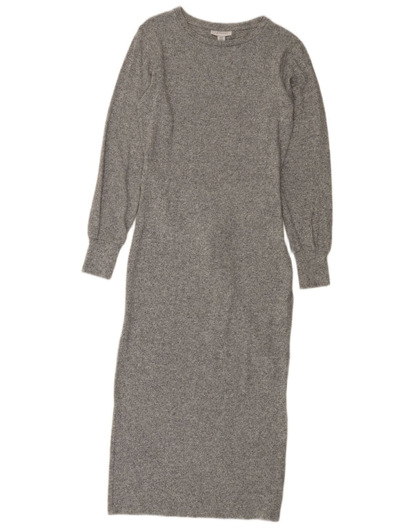 Topshop Vestido tipo jersey para mujer UK 8 Small Viscosa moteada gris