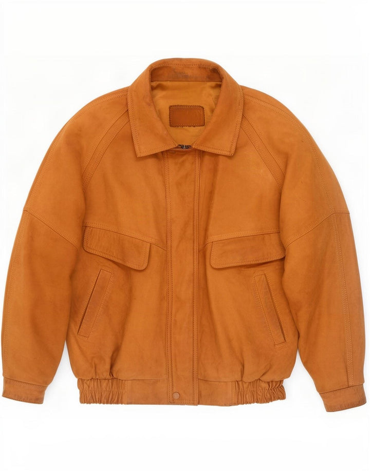 Chaqueta de cuero vintage para hombre Reino Unido 42 XL Beige