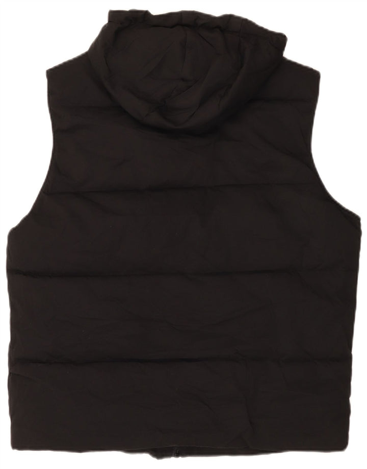 Zara Hombre Chaleco Acolchado Con Capucha UK 38 Medium Negro Poliéster