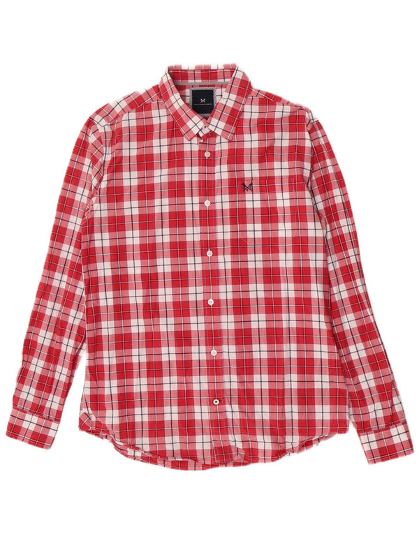 Crew Clothing Camisa ajustada para hombre de algodón a cuadros rojos grandes