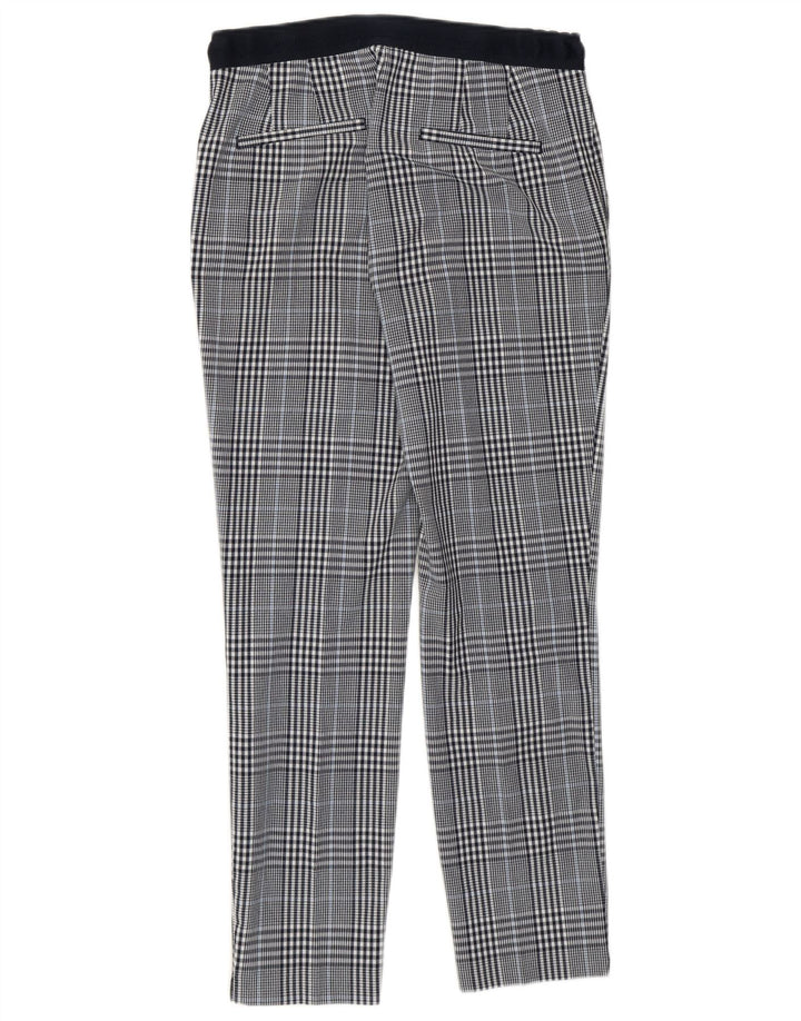 Zara Mujer Pantalones Cortos Delgados Pequeños W26 L26 Poliéster A Cuadros Azul Marino