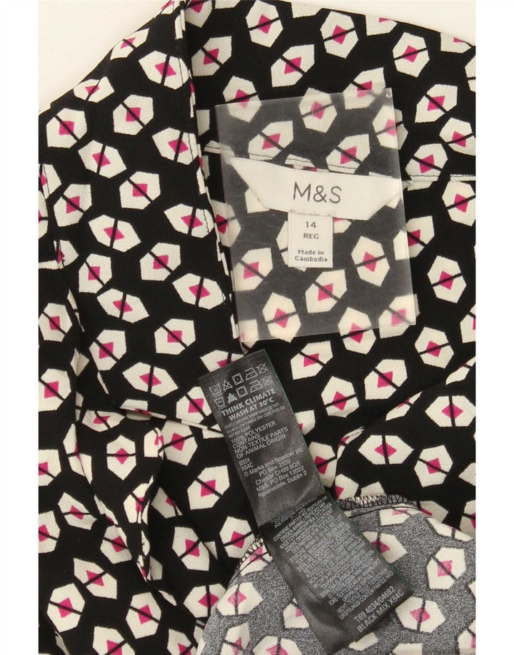 Marks & Spencer Vestido camisero para mujer UK 44 Grande Poliéster geométrico negro