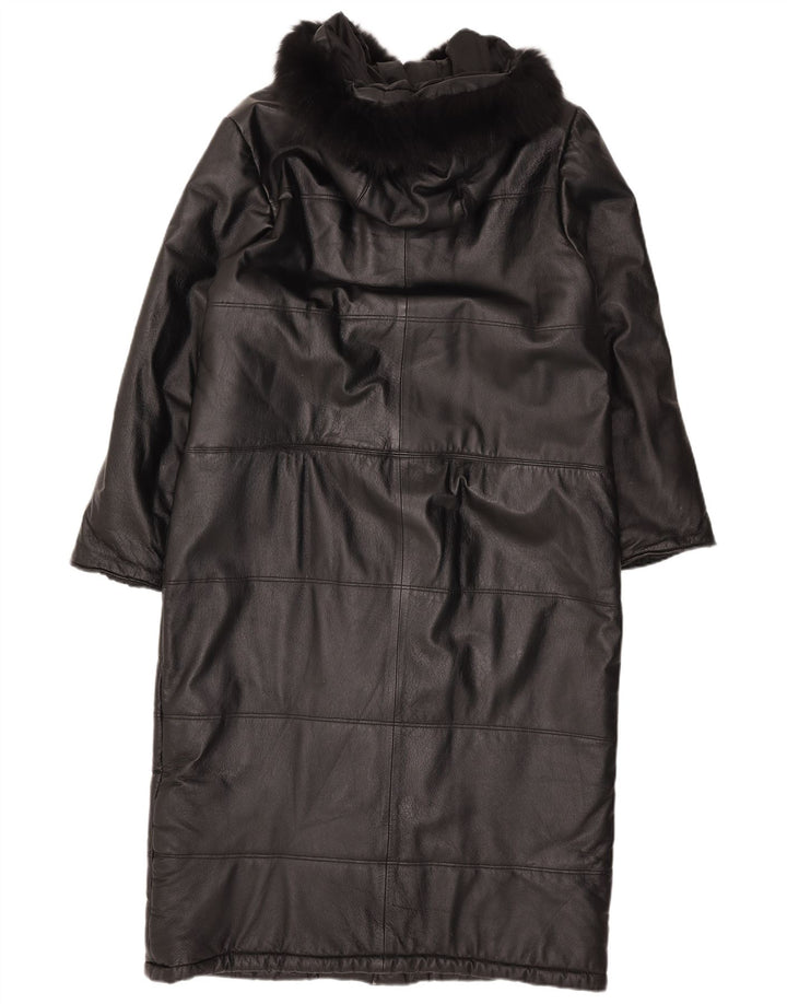 Privilegi Abrigo de piel con capucha para mujer IT 46 Large Black