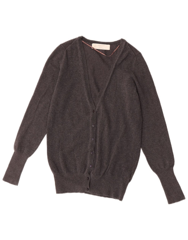 Zara Mujer Cárdigan Suéter UK 12 Algodón Gris Medio