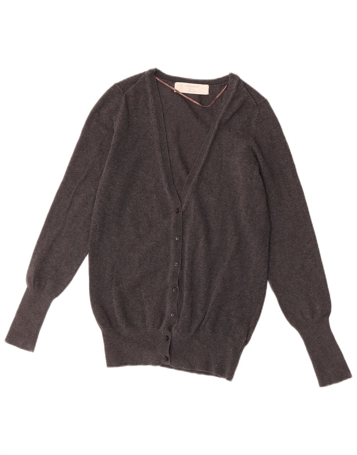 Zara Mujer Cárdigan Suéter UK 12 Algodón Gris Medio