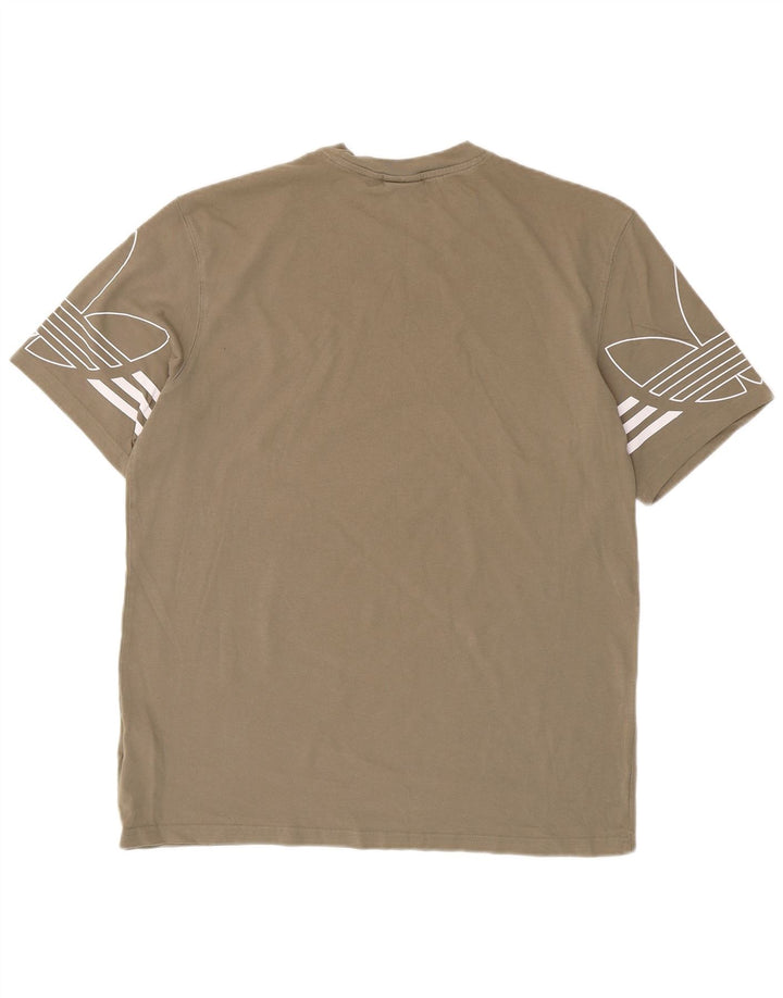 Adidas Hombre Camiseta Gráfica Top Medium Khaki Algodón