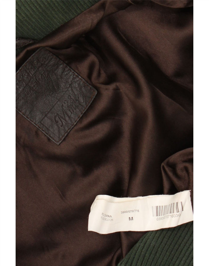 Bershka Chaqueta Bomber De Cuero Para Mujer UK 42 Cuero Marrón Medio