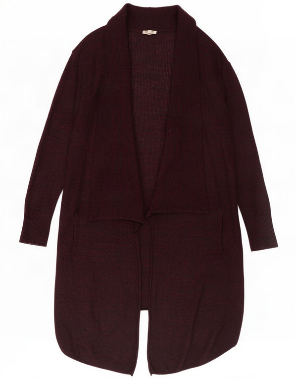 Jigsaw Suéter tipo cárdigan abierto y largo para mujer UK 40 Small Borgoña Viscosa