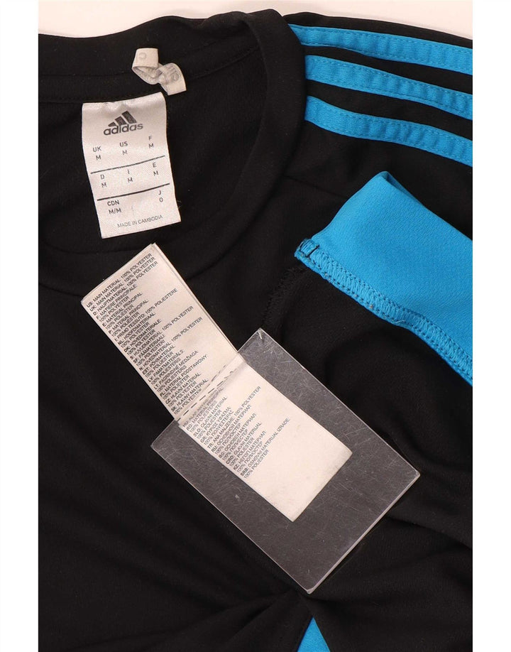 Adidas Hombre Climalite Camiseta Top Medio Negro Colorblock Poliéster