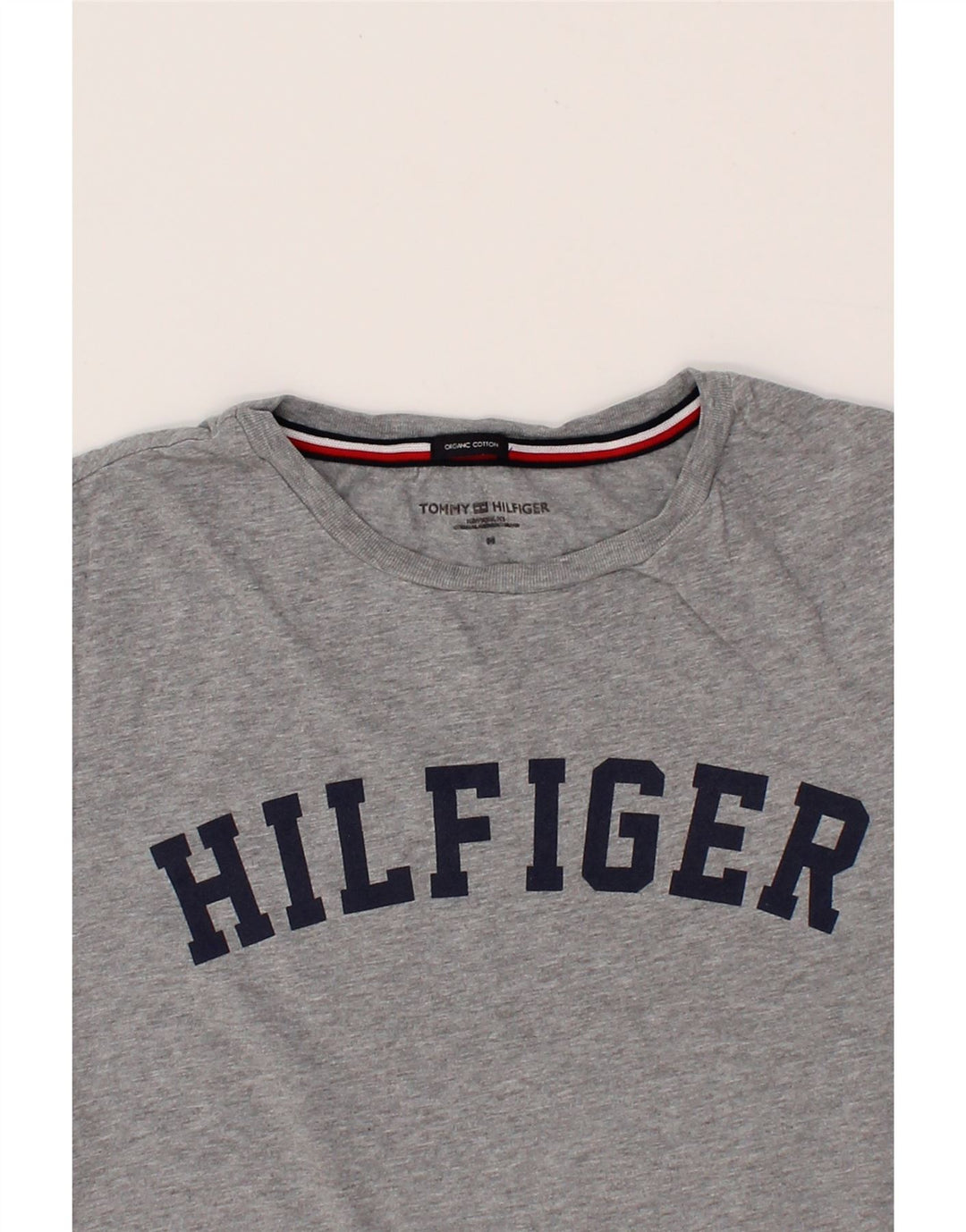 TOMMY HILFIGER Camiseta gráfica para hombre Top de algodón gris medio