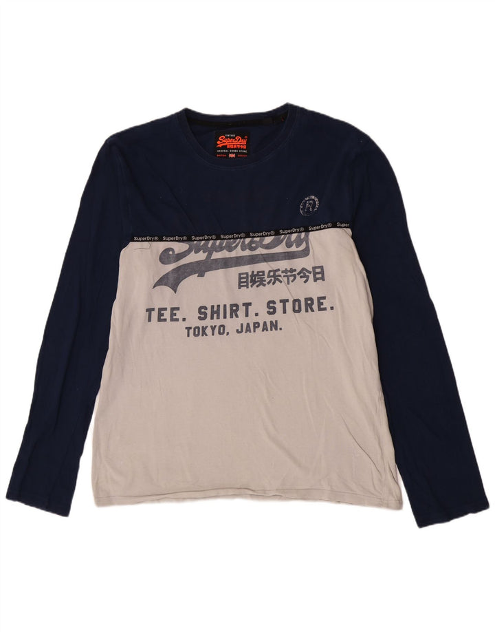 Superdry Mens Extra Slim Graphic Top Manga Larga 2XL Azul Colorblock