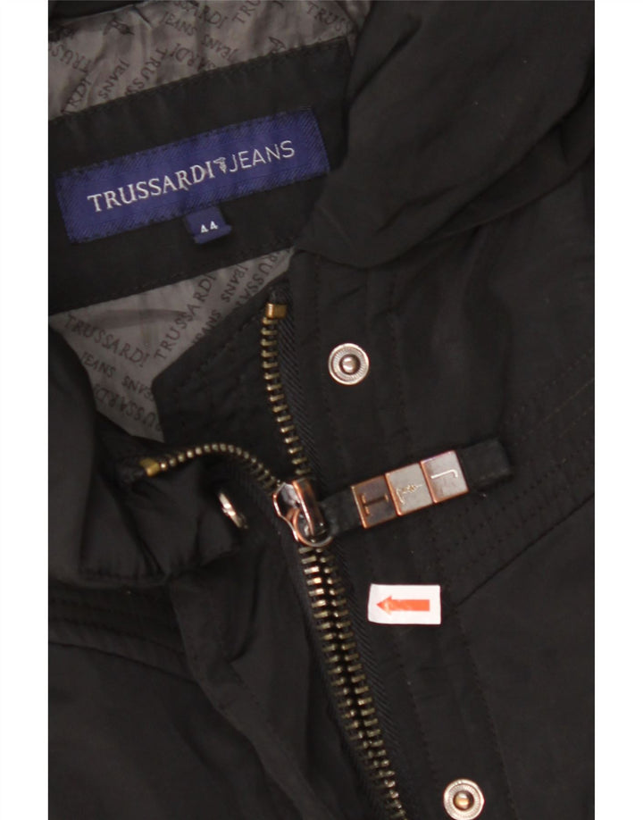 TRUSSARDI JEANS Abrigo cortavientos para mujer IT 44 Poliéster negro medio