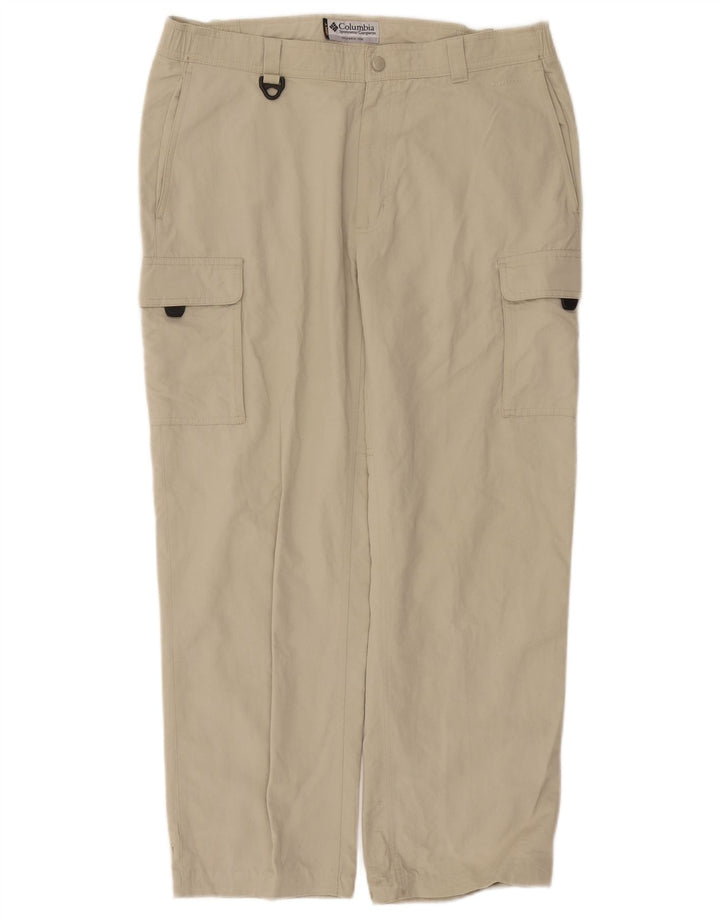 Columbia Pantalones cargo rectos para hombre mediano W30 L28 nailon beige