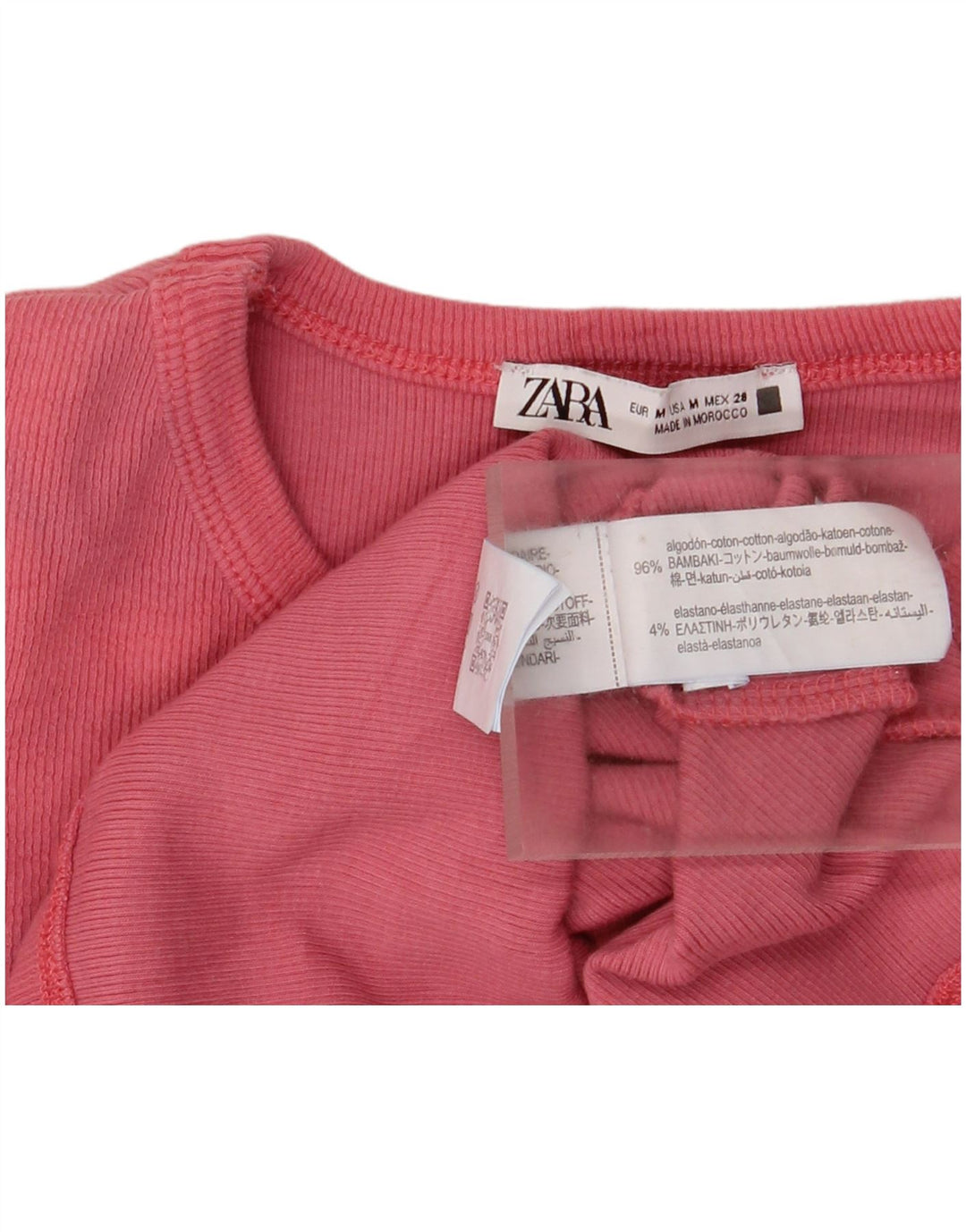 Zara Blusa Mujer Top UK 42 Algodón Rosa Medio