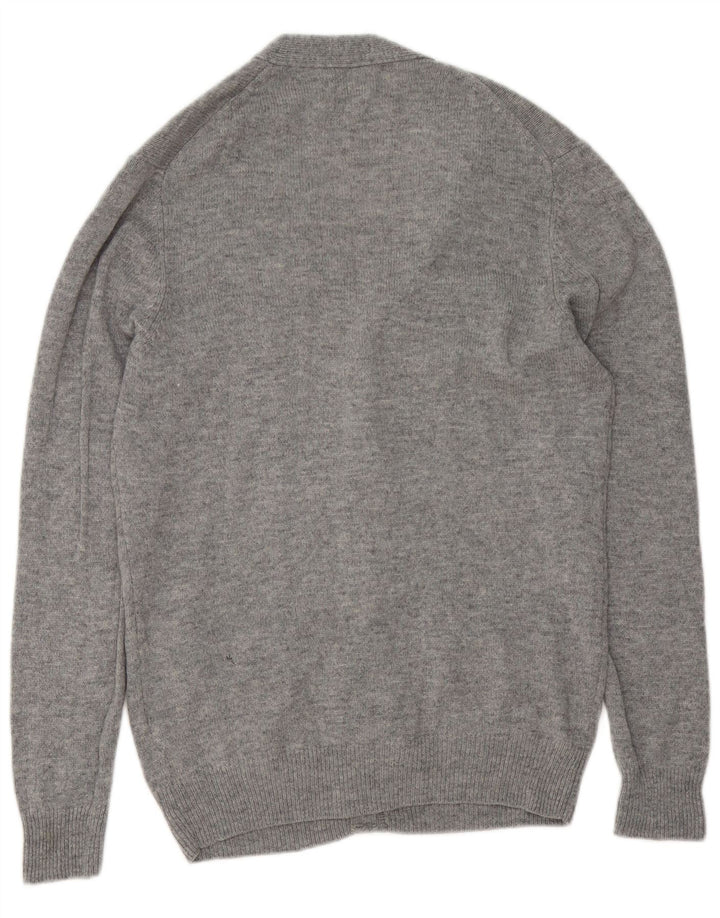 MARKS & SPENCER Suéter tipo cárdigan para hombre de lana de cordero moteada gris medio