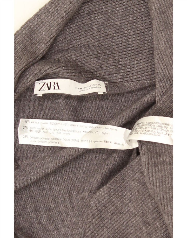 Zara Suéter tipo cárdigan abierto asimétrico para mujer UK 42 Viscosa gris medio