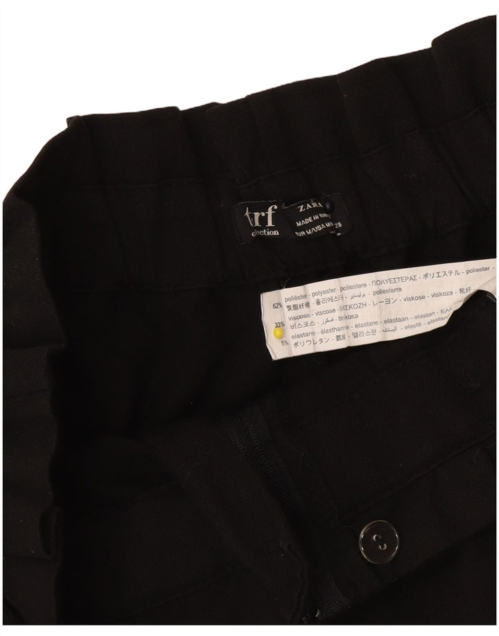 Zara Mujer Trafaluc Pantalones Cortos Casuales De Tiro Alto Mediano W26 Poliéster Negro