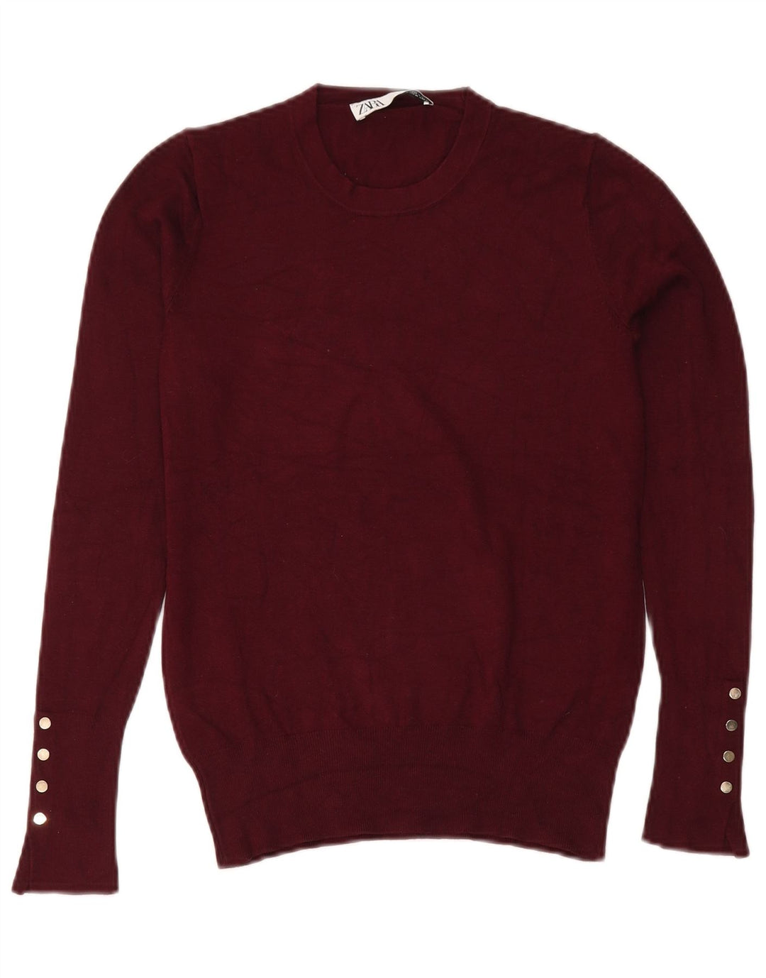 Zara - Jersey de cuello redondo para mujer, talla 40, talla M, color burdeos