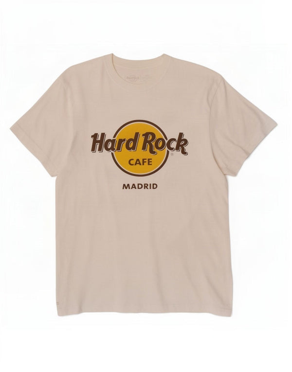Hard Rock Cafe Mens Madrid Graphic T-Shirt Top Small White Cotton