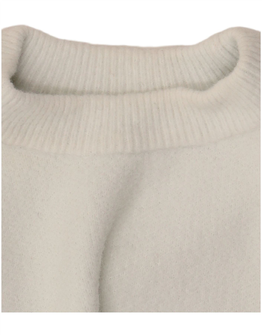 Zara - Jersey corto con cuello redondo para mujer, talla 40, nailon blanco mediano