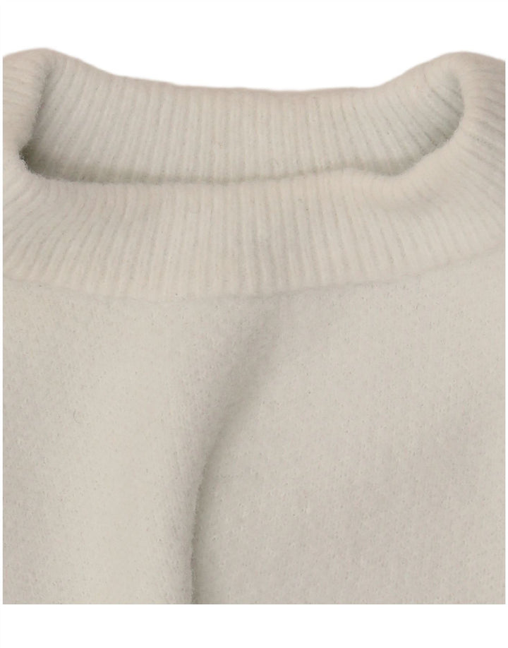 Zara - Jersey corto con cuello redondo para mujer, talla 40, nailon blanco mediano