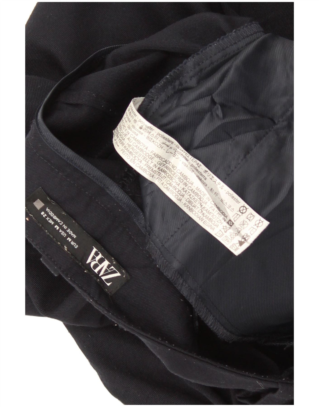Zara Mujer Pantalón Recto Cropped Mediano W28 L25 Azul Marino Poliéster