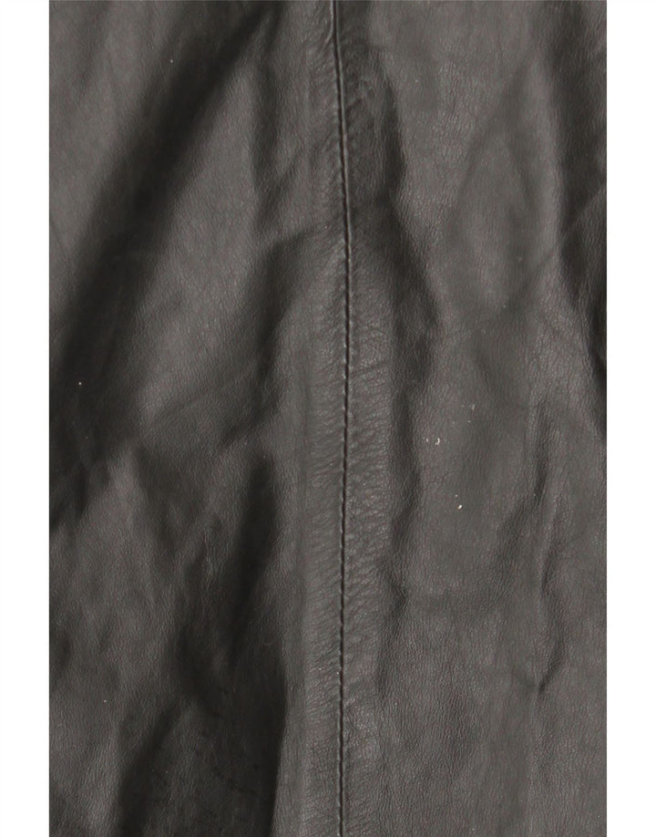 Abrigo de cuero con capucha vintage para mujer IT 44 Cuero negro medio