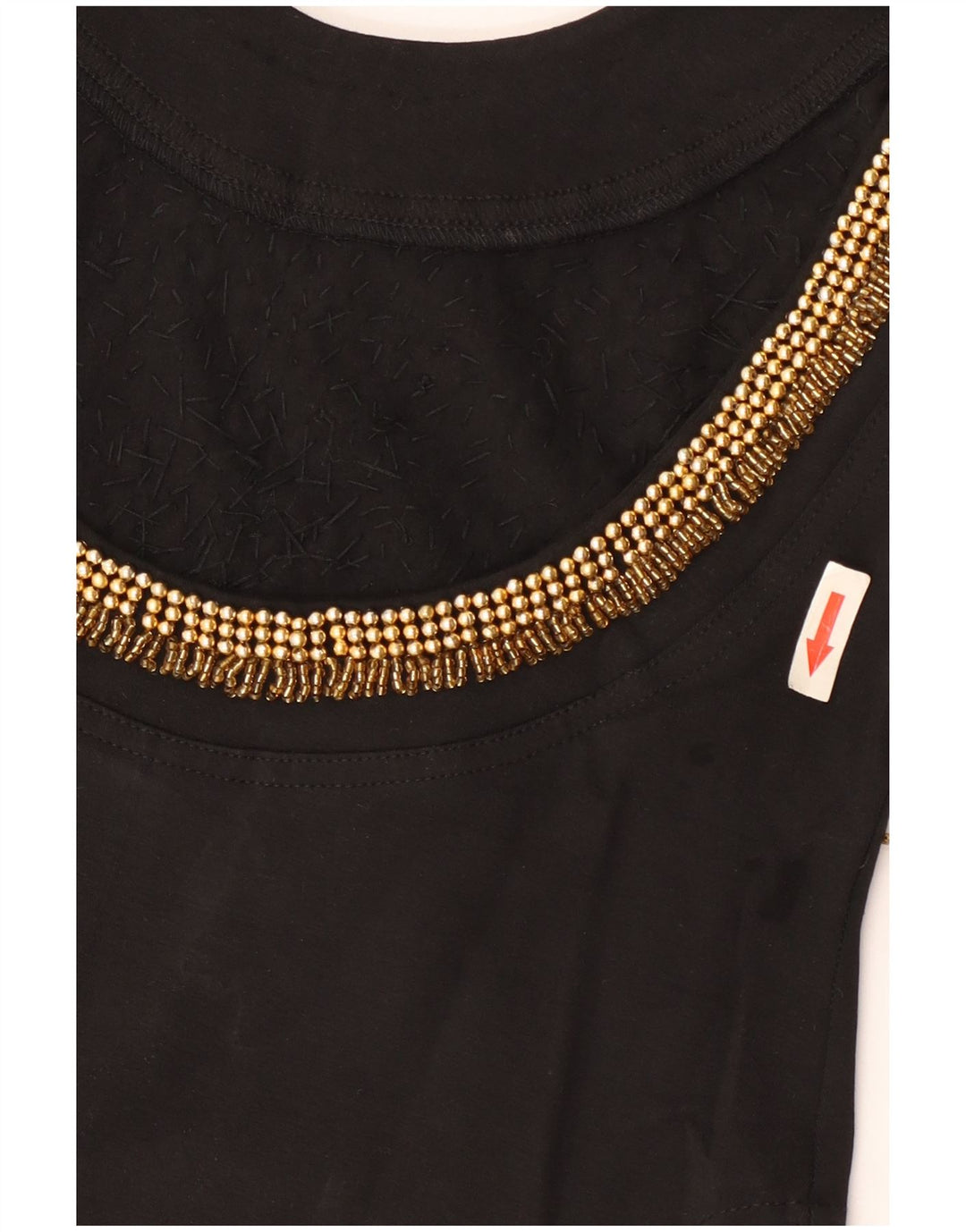 Vintage mujer manga larga body UK 12 algodón negro medio