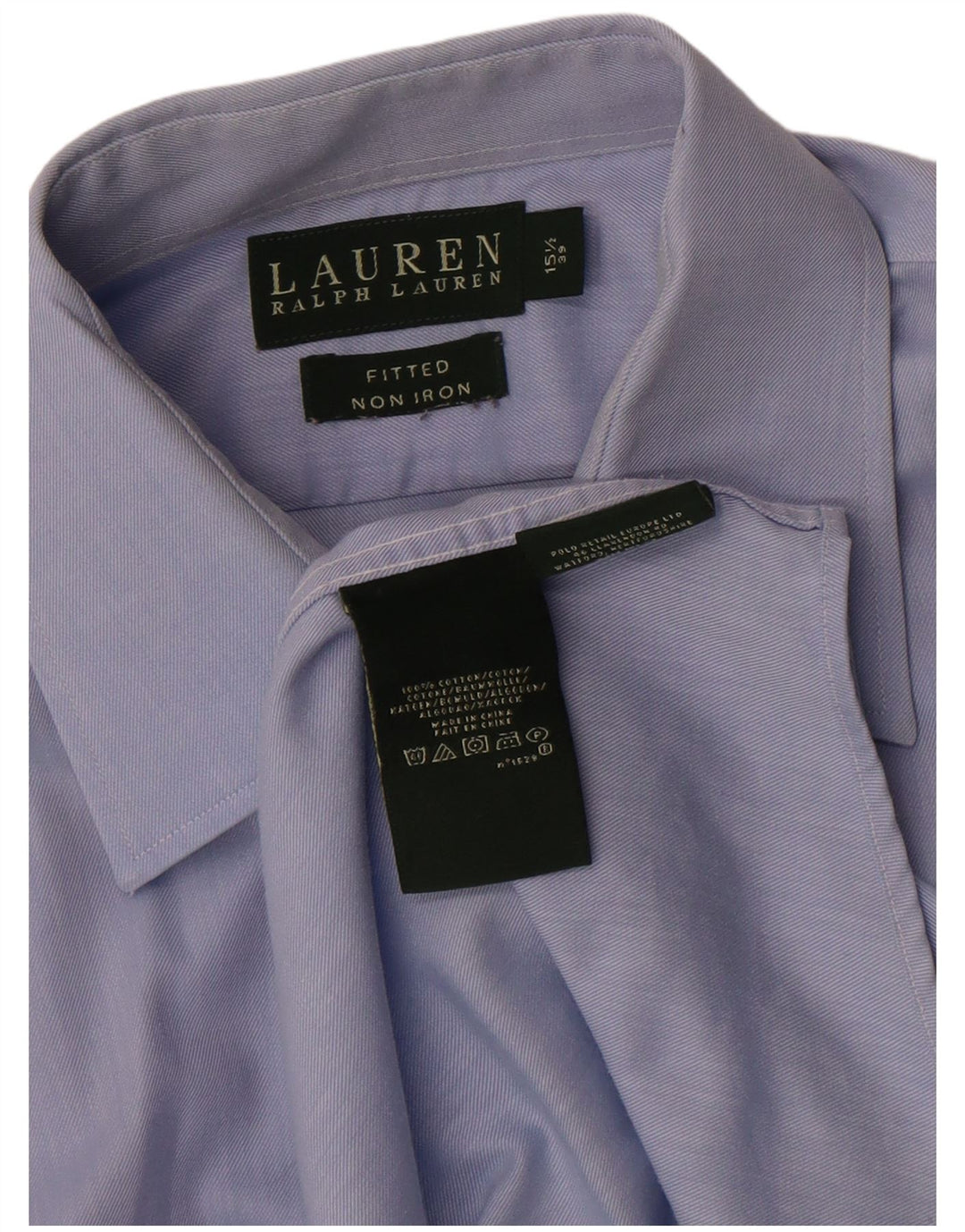 Ralph Lauren Camisa ajustada para hombre Talla 15 1/2 39 Algodón azul medio