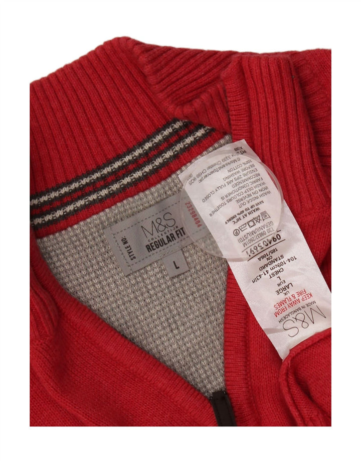 Marks & Spencer Suéter tipo jersey con cuello y cremallera de ajuste regular para hombre Algodón rojo grande