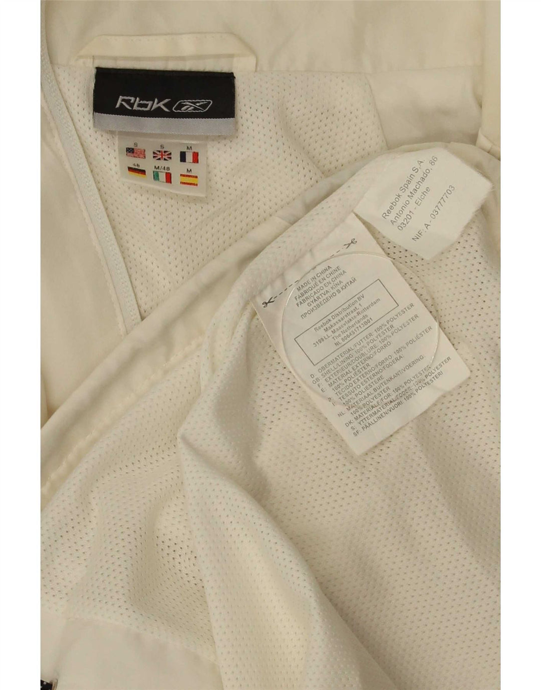 Reebok - Chaqueta de chándal para hombre, talla pequeña, color blanco, poliéster