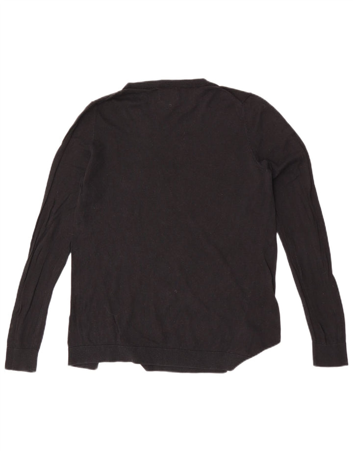 Massimo Dutti Jersey de Cuello Redondo para Mujer UK 44 Mediano Negro Algodón