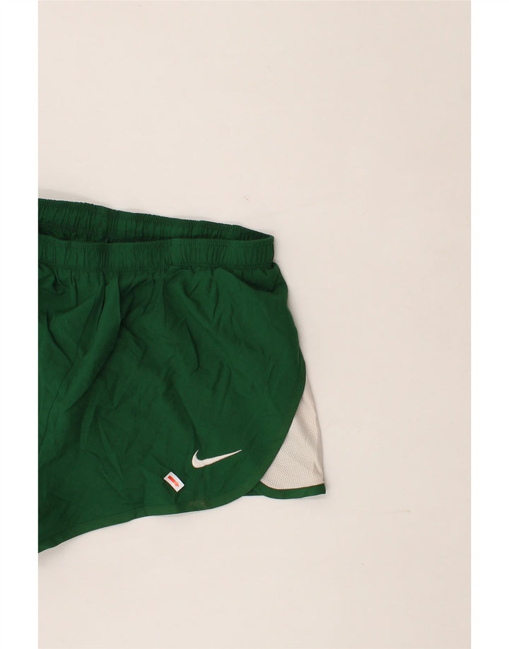 NIKE Womens Dri Fit Sport Shorts UK 14 Medium Green Colourblock Polyester Vintage Nike and Second-Hand Nike from Messina Hembry 