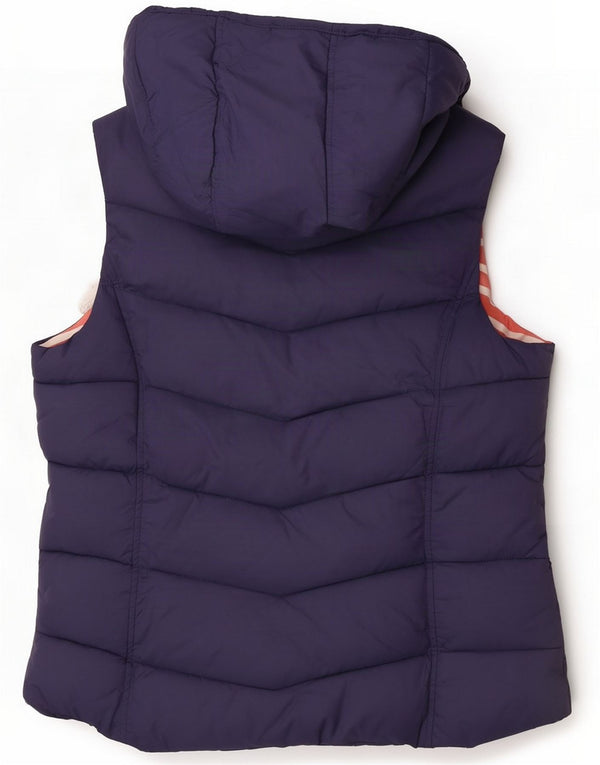 Joules Womens Hooded Padded Gilet UK 14 Large Navy Blue Colourblock