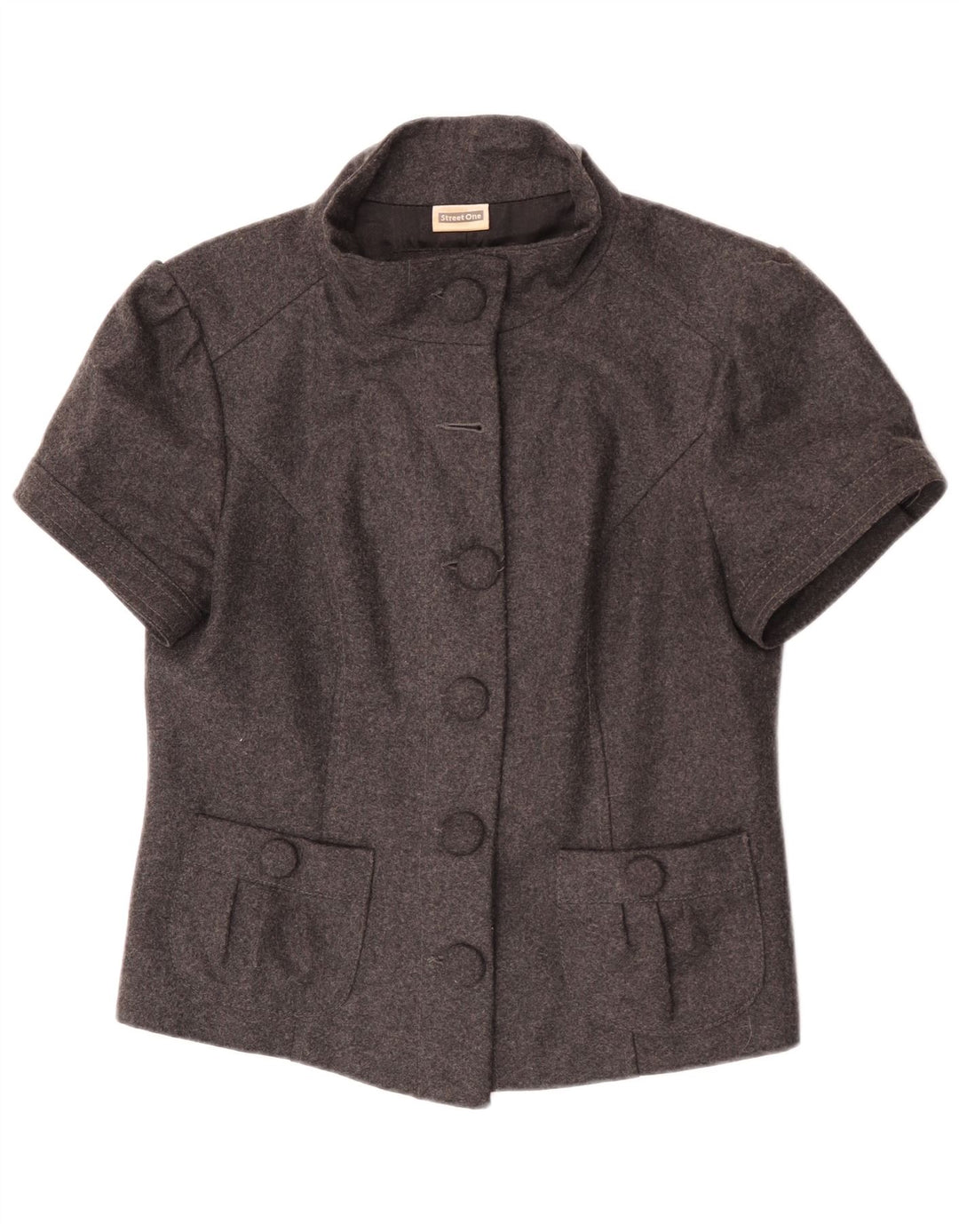 Street One Chaqueta Blazer de Manga Corta para Mujer UK 44 Grande Lana Gris