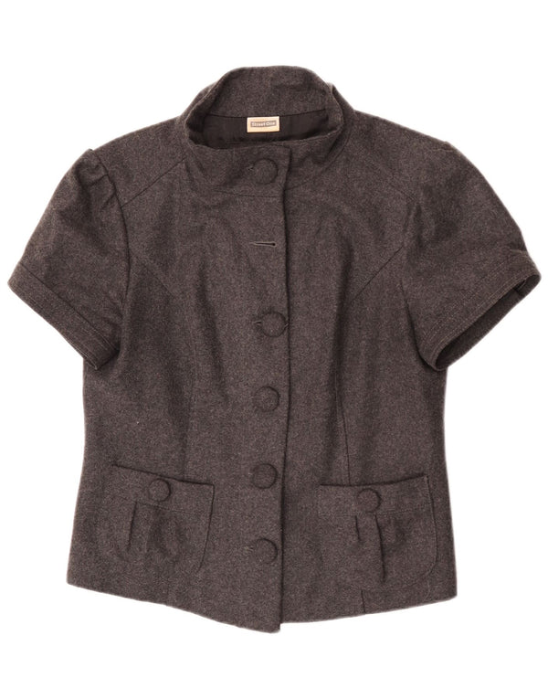 Street One Chaqueta Blazer de Manga Corta para Mujer UK 44 Grande Lana Gris