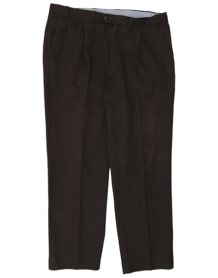 Marks & Spencer Pantalón de traje recto para hombre W38 L31 Poliéster gris