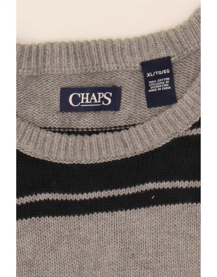 Chaps Hombre Cuello Redondo Jersey Jersey XL Gris Rayas Algodón