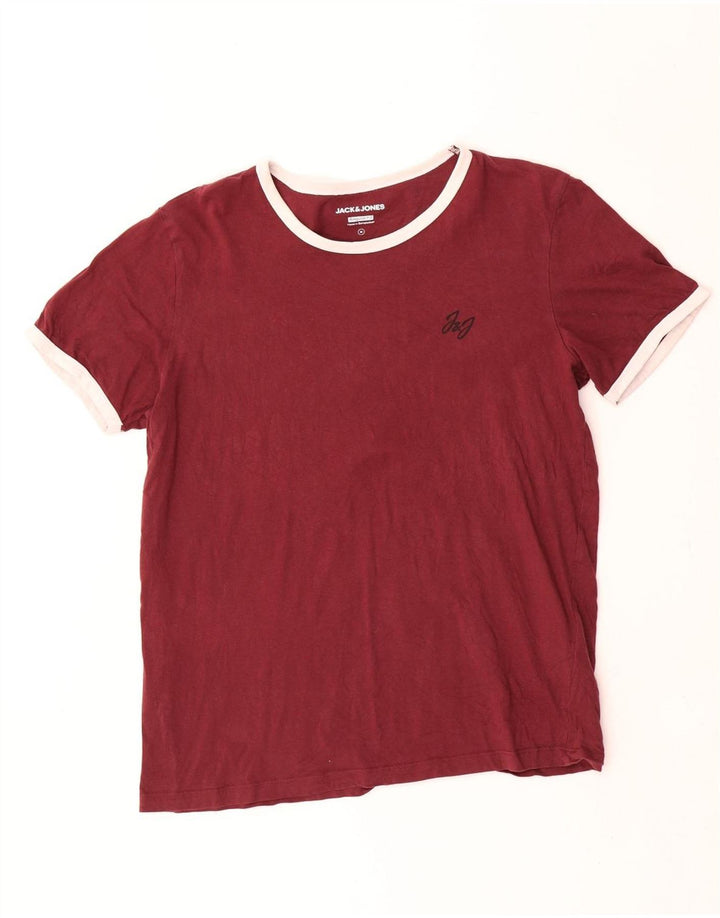 Jack & Jones Hombre Regular Fit Camiseta Top Granate Medio Algodón