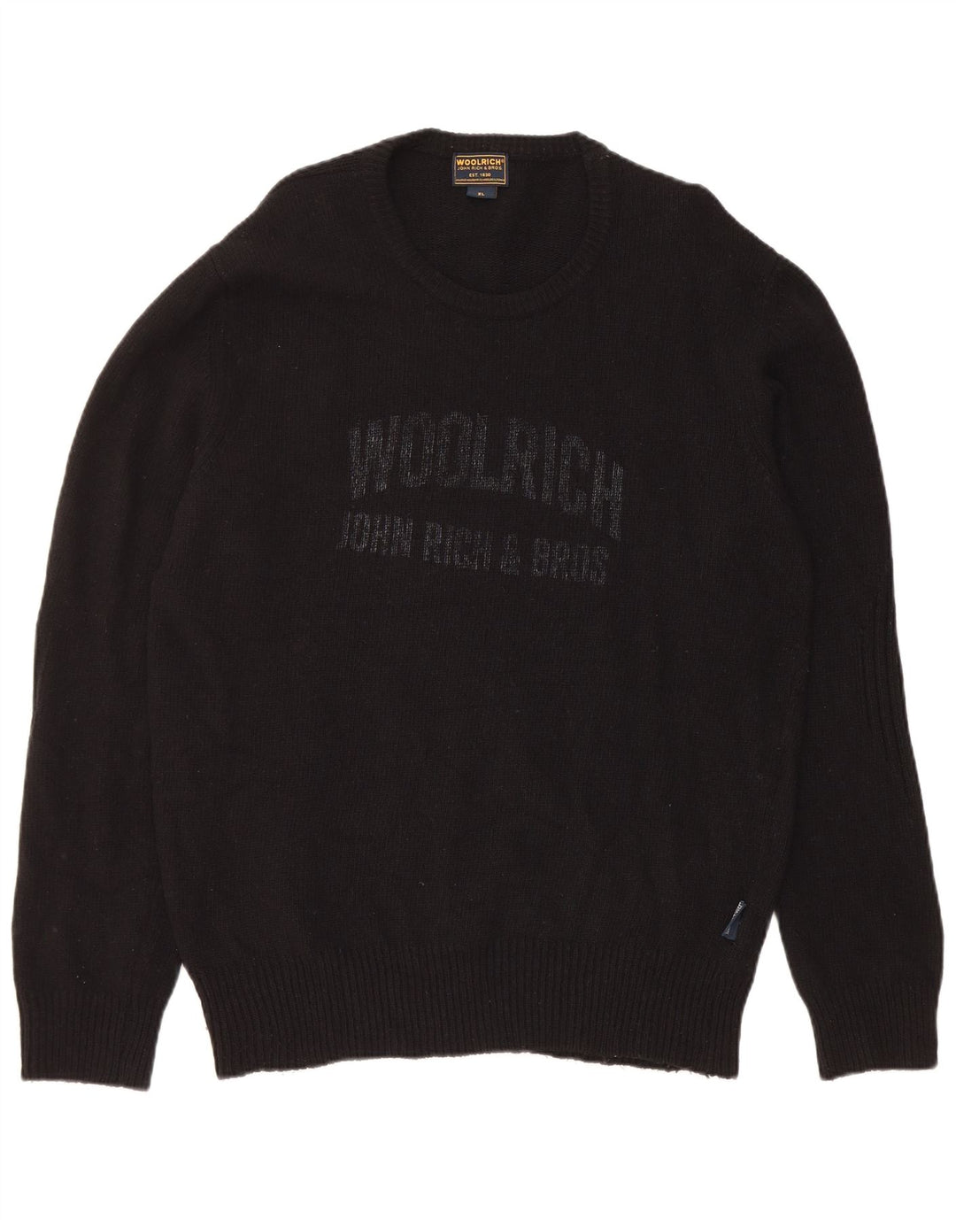 Woolrich Jersey con cuello redondo y gráfico para hombre XL Lana negra