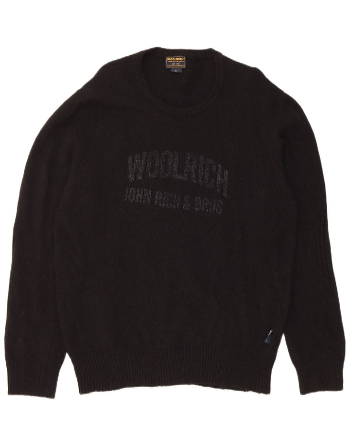 Woolrich Jersey con cuello redondo y gráfico para hombre XL Lana negra