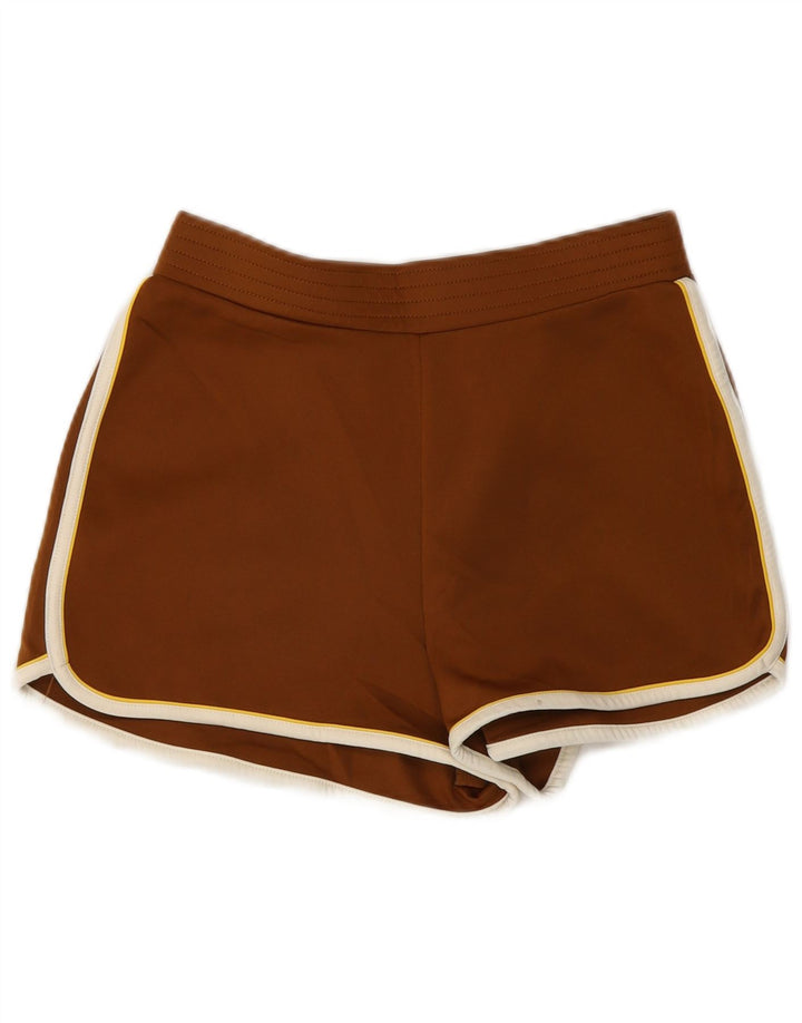 Zara Mujer Pantalones Cortos Deportivos De Ajuste Relajado UK 44 Poliéster Marrón Medio