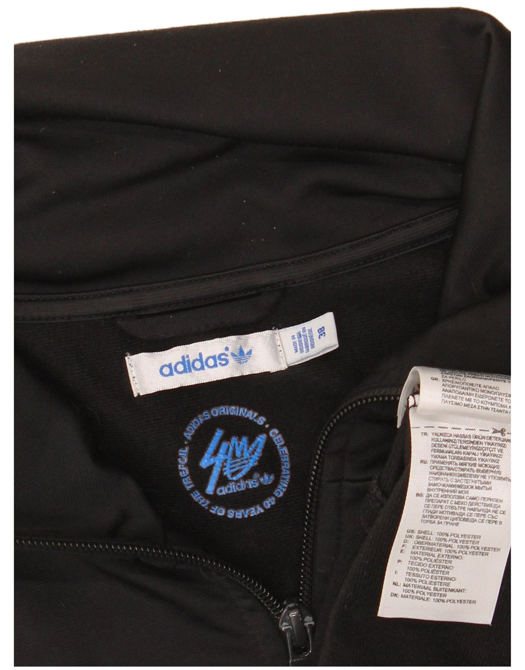 ADIDAS Chaqueta superior de chándal para mujer EU 38 Mediano Negro Poliéster