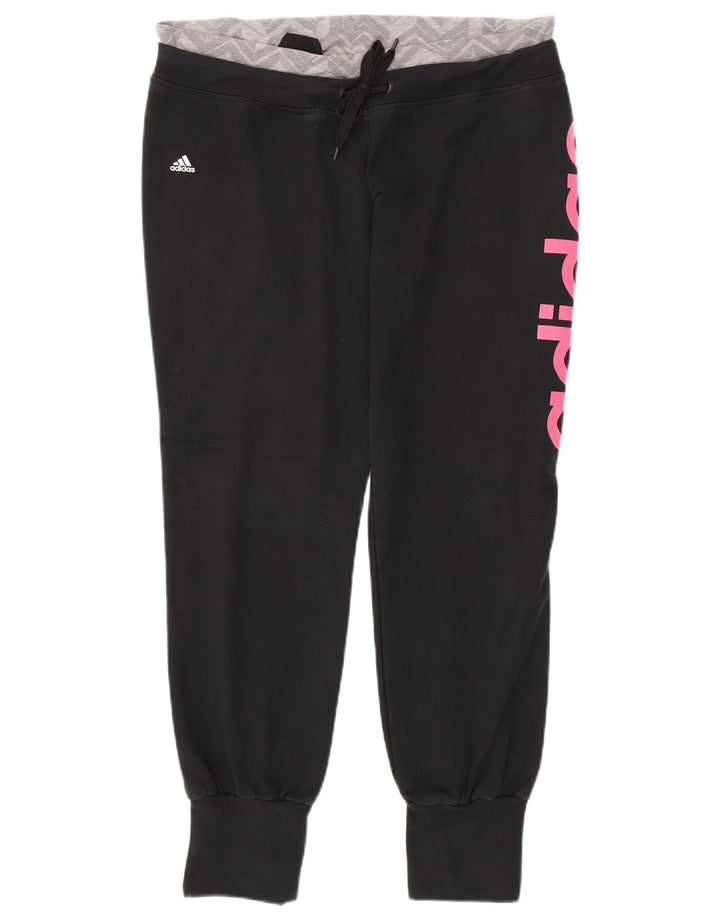 ADIDAS Mujer Climalite Chándal Pantalones Joggers UK 16/18 Grande Negro