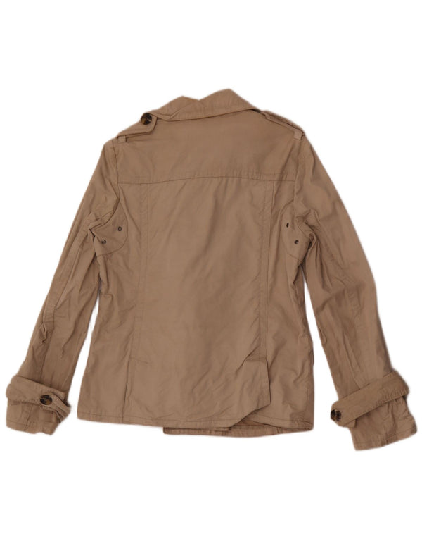 Massimo Dutti Womens Short Double Breasted Trench Coat UK 14 Medium Beige